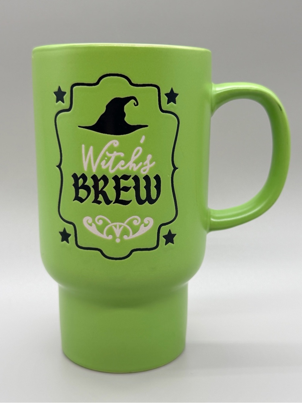 Boston Warehouse Witch's Brew Halloween Mug Lime Green Stoneware Leaf & Bean Cup